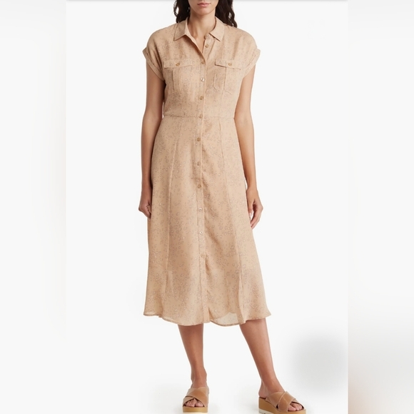Lucky Brand Dresses & Skirts - Lucky Brand Women's Short Sleeve Midi Shirtdress Ginger Leopard Print